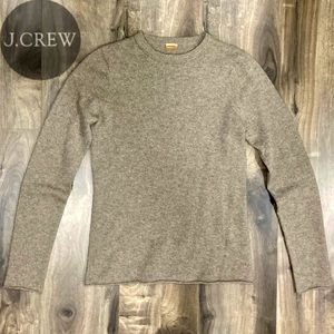 👚 J. Crew Beige/Brown Italian Cashmere Crew Neck Sweater with Unfinished Edges